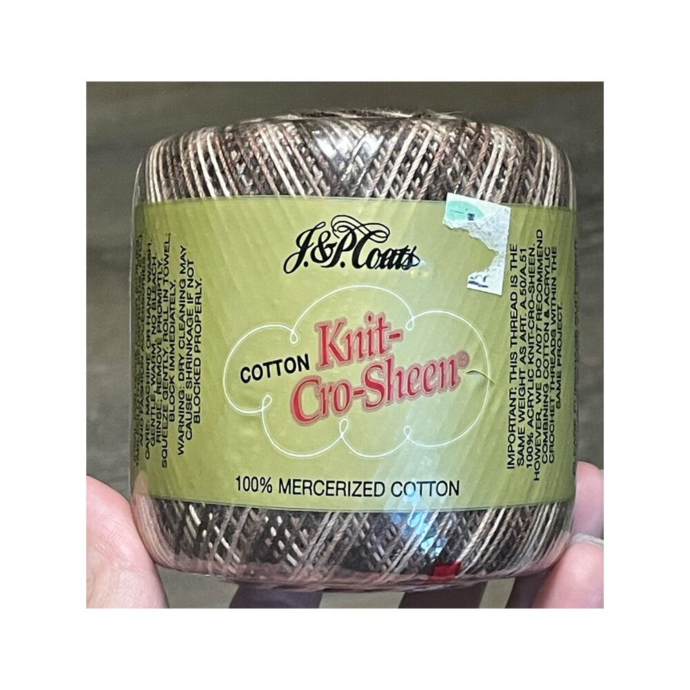 J&P Coats Knit Cro-Sheen Mercerized Cotton Shaded Browns Autumn Colors 150 Yards
